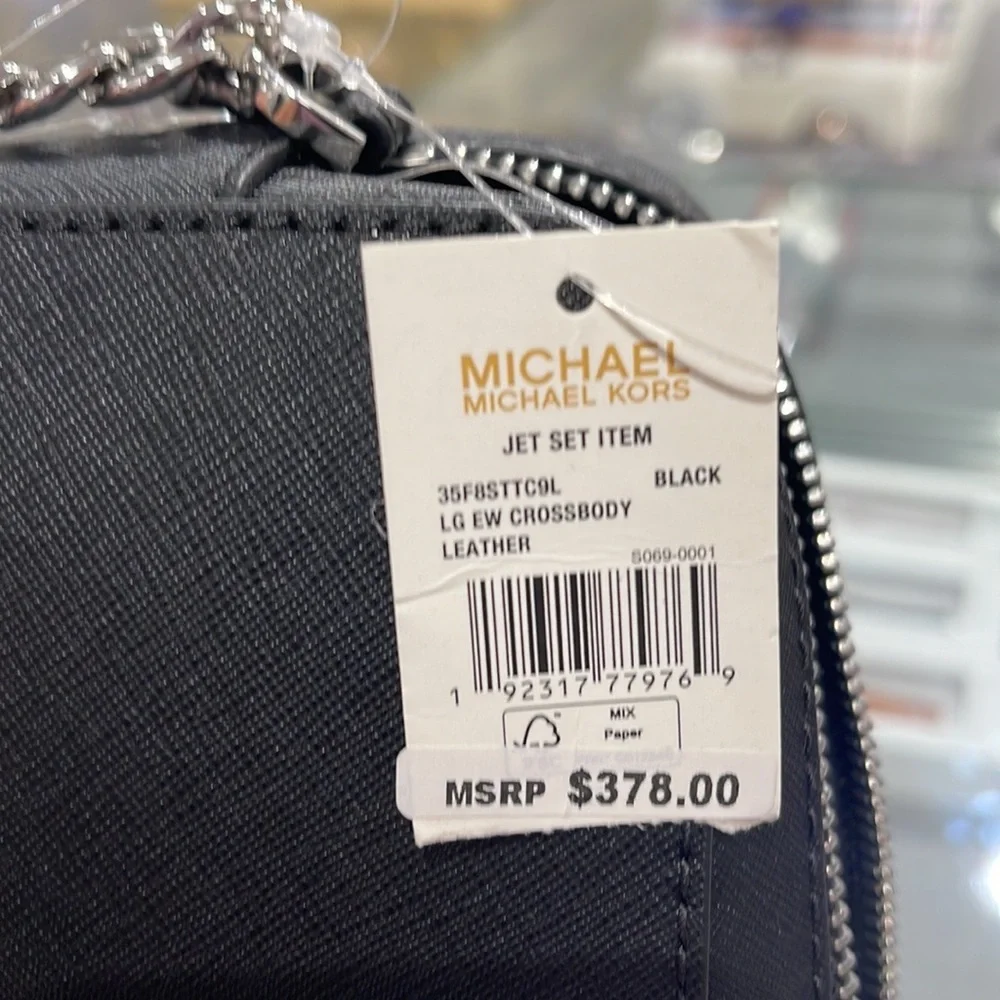 Michael Kors Jet Set Item Large East West Zip Crossbody Leather Black - Picture 7 of 16